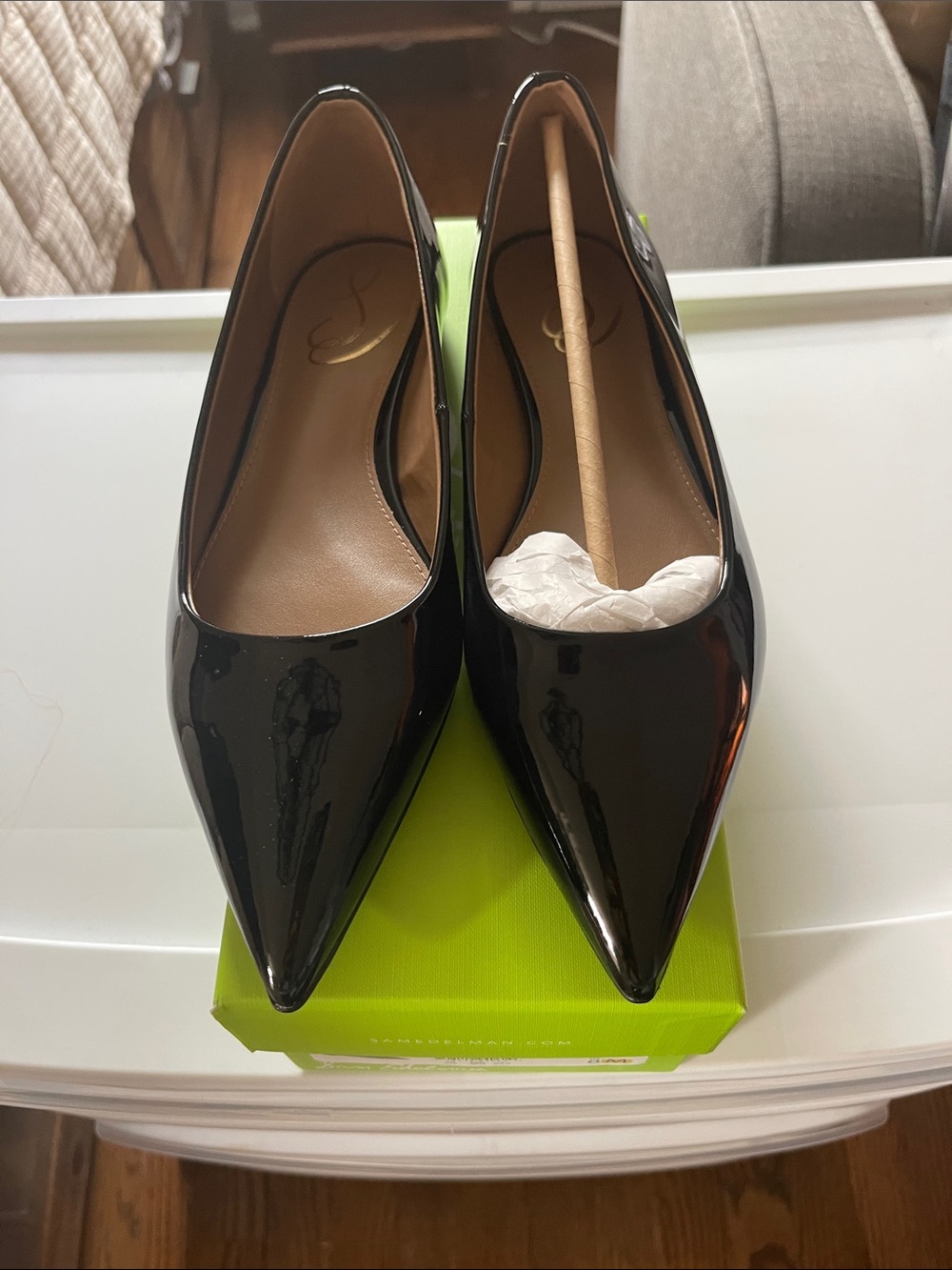 Sam Edelman Black Patent Pointed Toe Pumps
